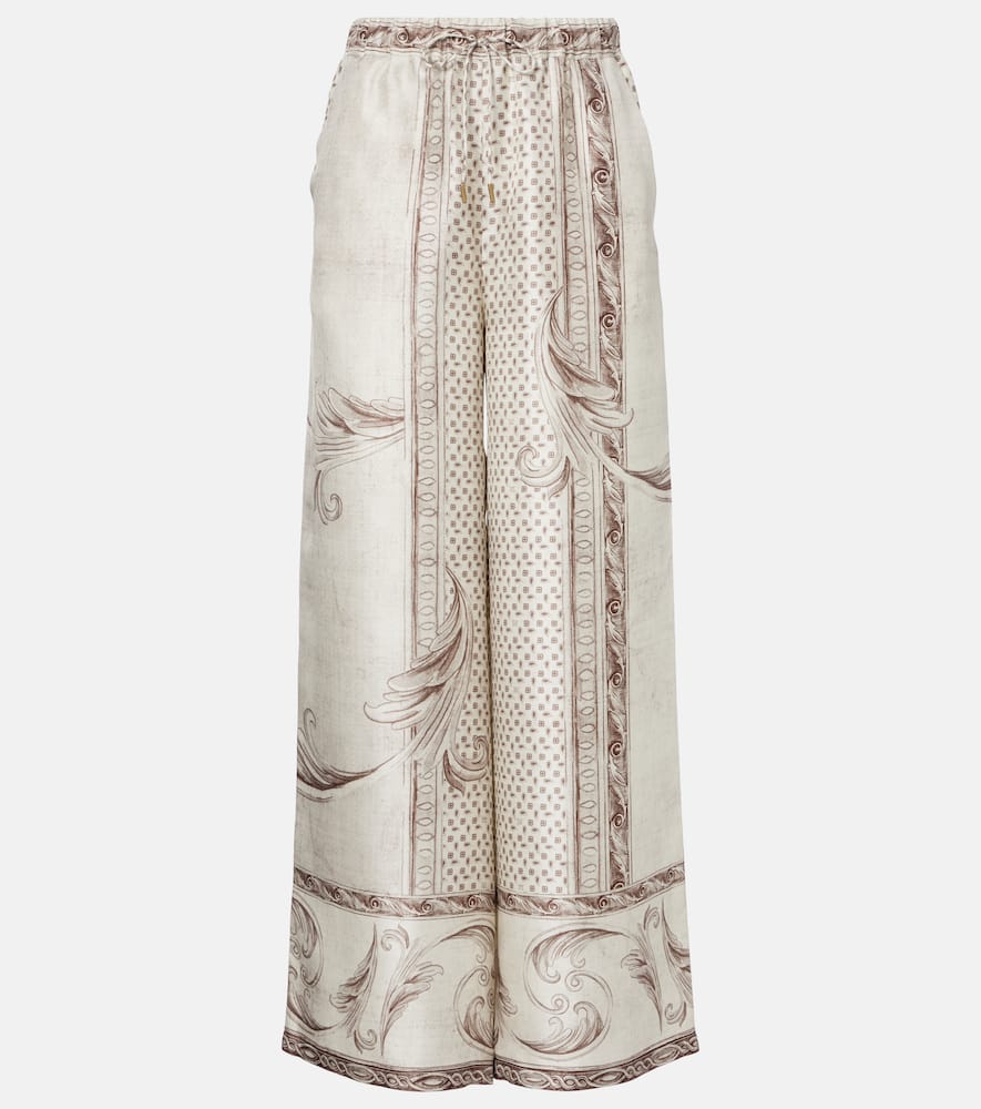 Max Mara Rive Printed Silk Satin Wide-leg Pants In Multi