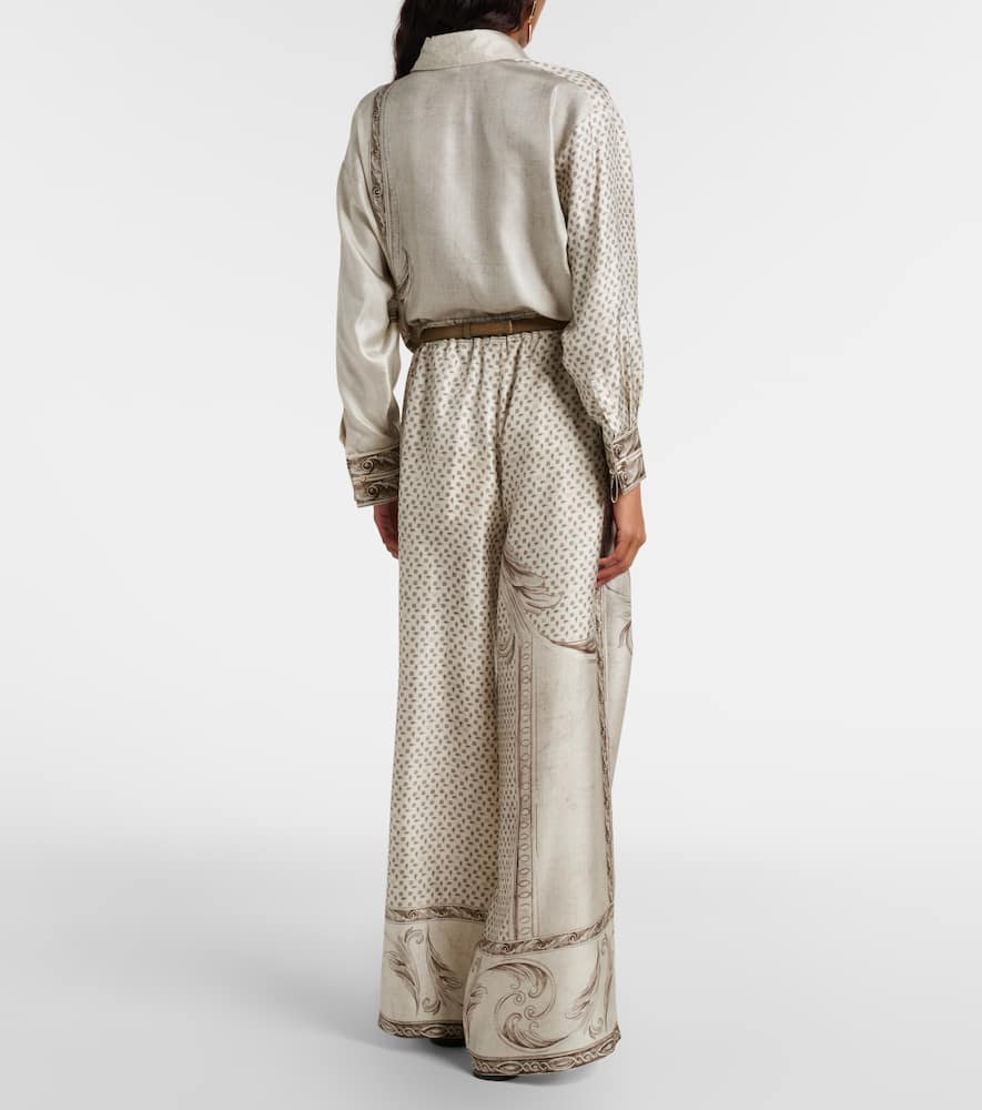 Max Mara Rive Printed Silk Satin Wide-leg Pants In Multi