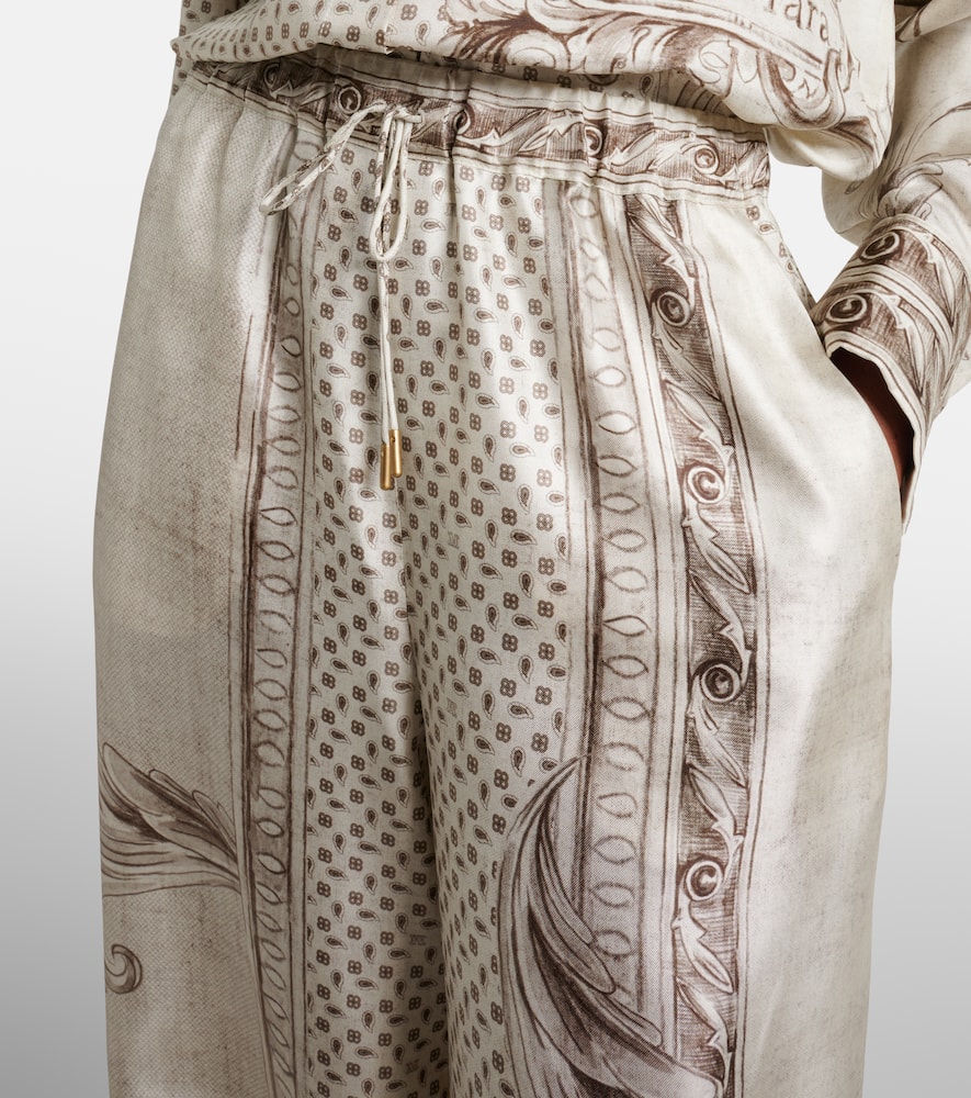 Max Mara Rive Printed Silk Satin Wide-leg Pants In Multi