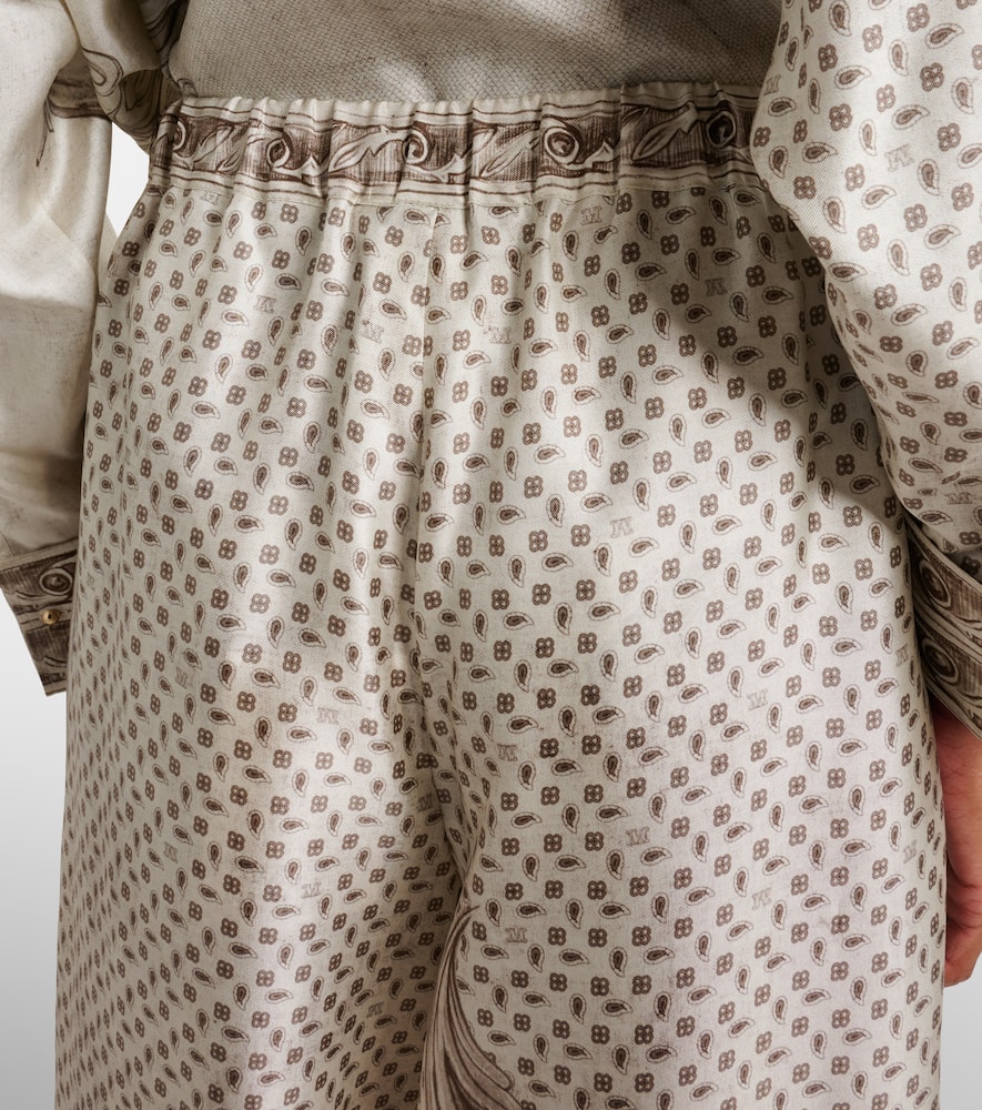 Max Mara Rive Printed Silk Satin Wide-leg Pants In Multi