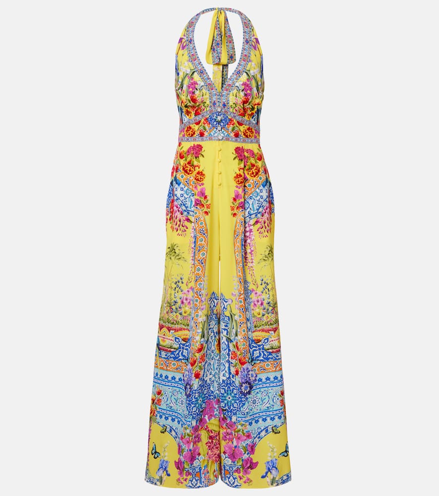 Camilla Embellished Halterneck Silk Crêpe Jumpsuit In Multi