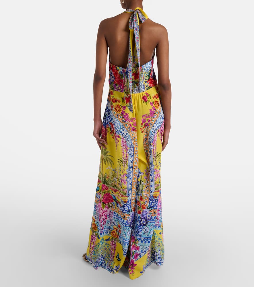 Camilla Embellished Halterneck Silk Crêpe Jumpsuit In Multi