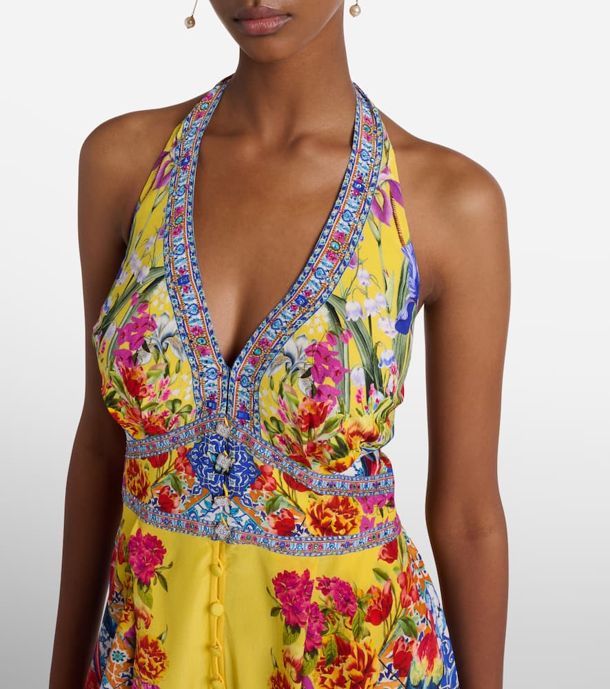 Camilla Embellished Halterneck Silk Crêpe Jumpsuit In Multi