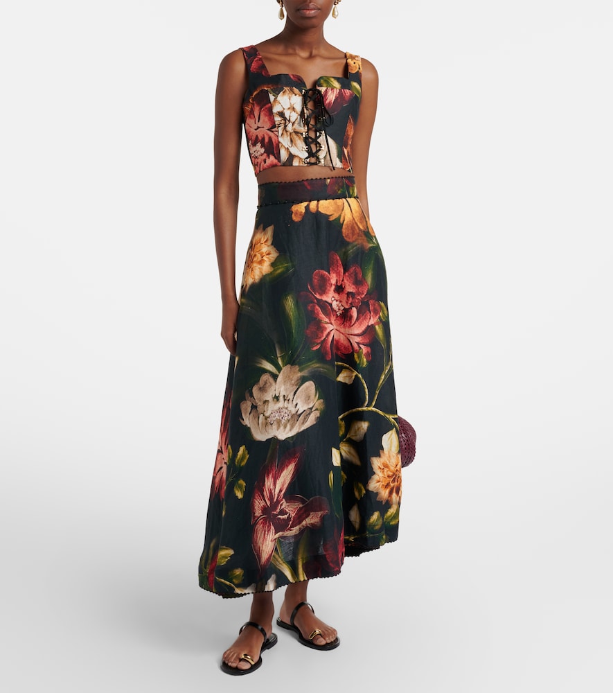 Agua by Agua Bendita Floral linen maxi skirt