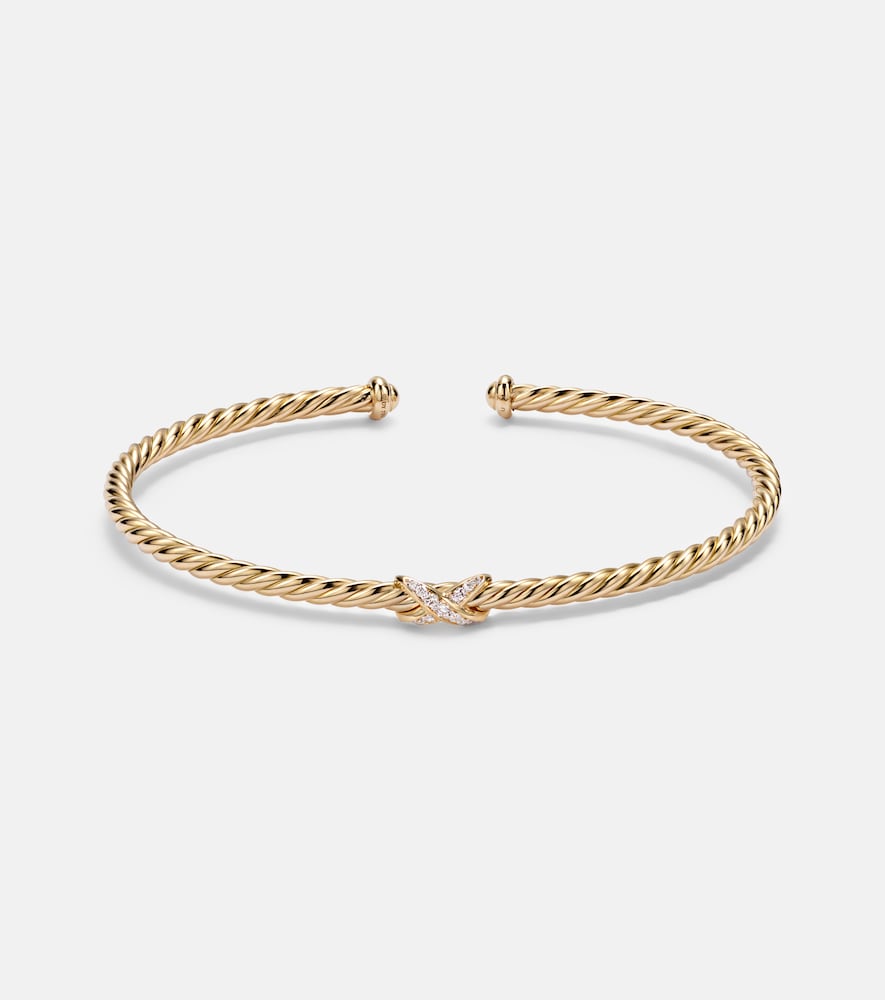 David Yurman Cablespira Flex X Micro 18kt gold cuff bracelet with diamonds