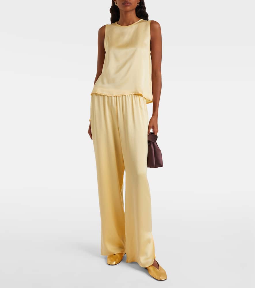 Asceno Sofia Silk Charmeuse Tank Top In Neutral