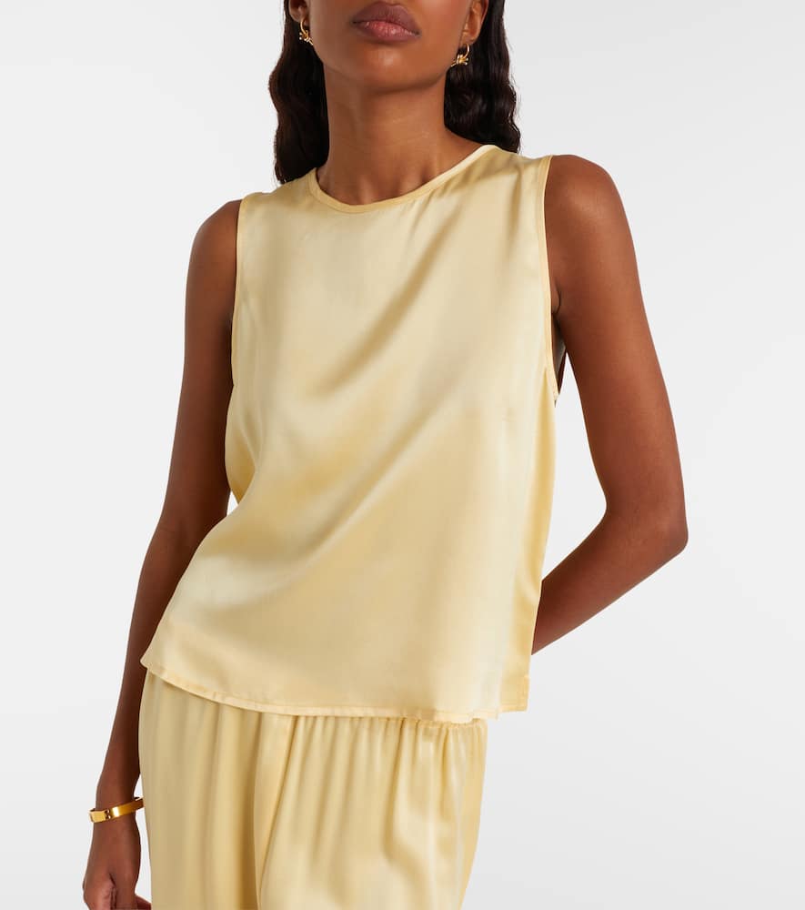 Asceno Sofia Silk Charmeuse Tank Top In Neutral