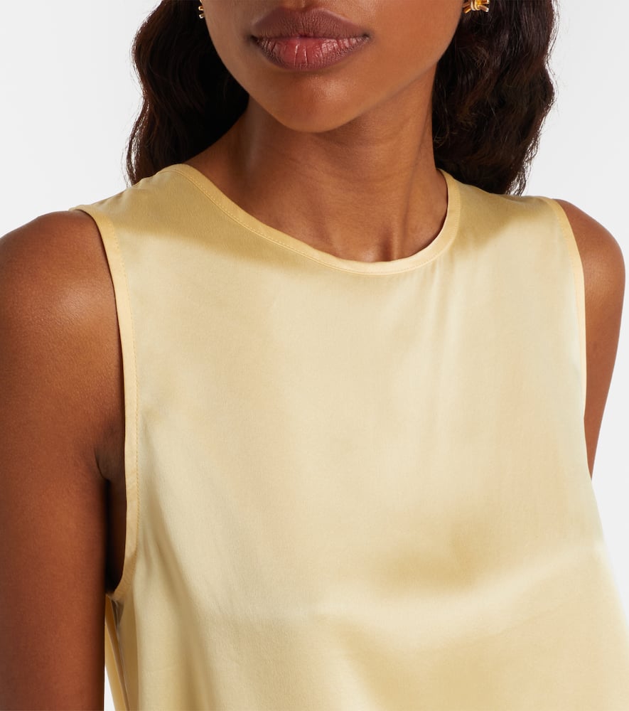 Asceno Sofia Silk Charmeuse Tank Top In Neutral
