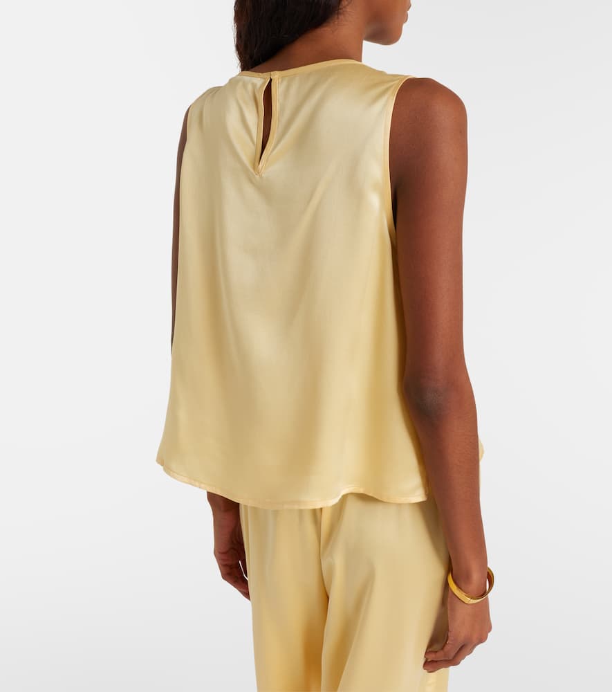 Asceno Sofia Silk Charmeuse Tank Top In Neutral