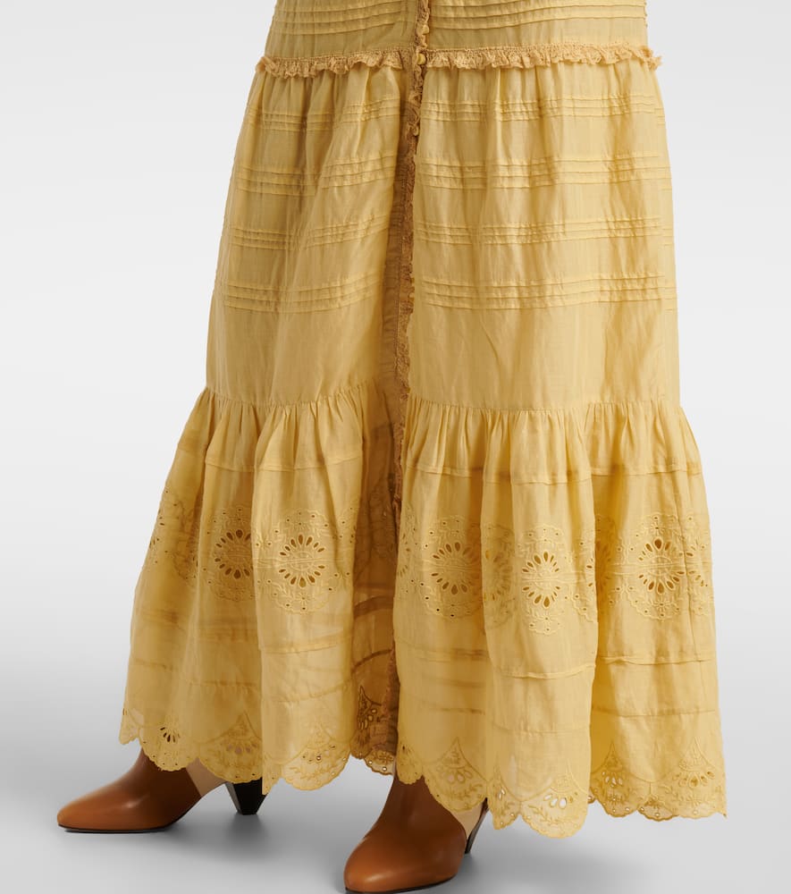 Isabel Marant Étoile Paoline Tiered Cotton Maxi Skirt In Yellow