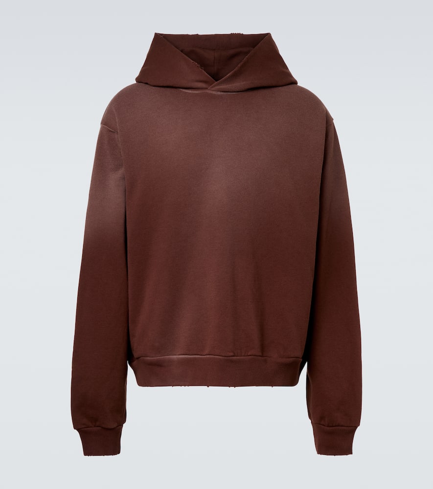 Acne Studios Logo Cotton-blend Jersey Hoodie In Brown