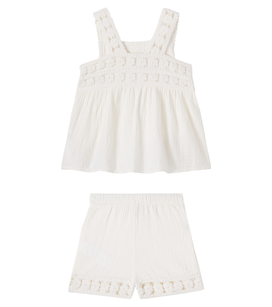  Bonton Bonton Set Nouki Aus Top Und Shorts Mit Häkelstrick 