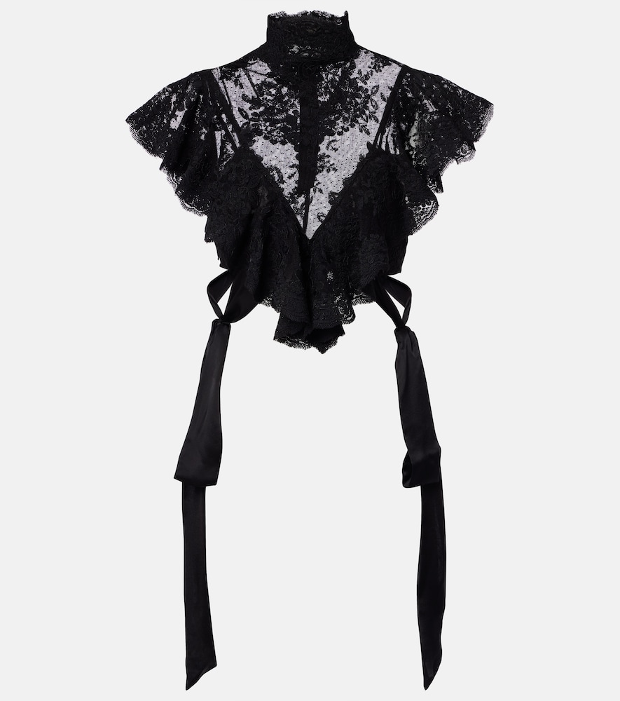 Zimmermann Luna ruffled lace crop top