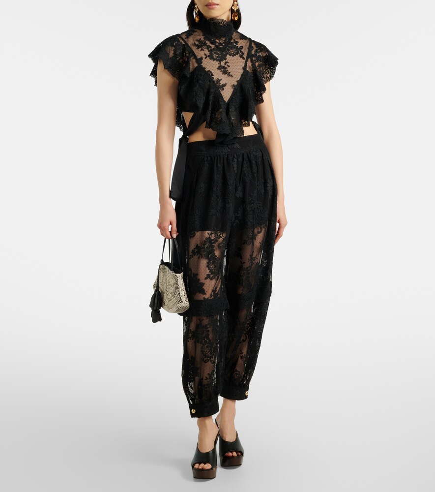 Zimmermann Luna ruffled lace crop top