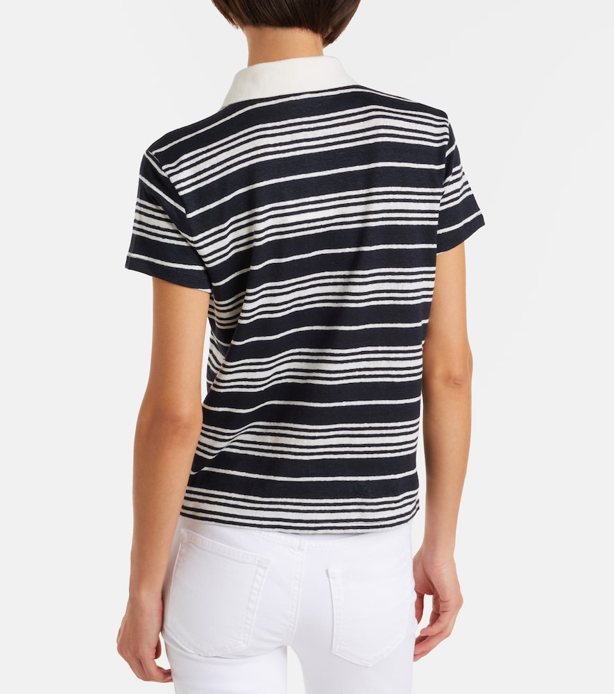 Striped Linen-Blend Polo