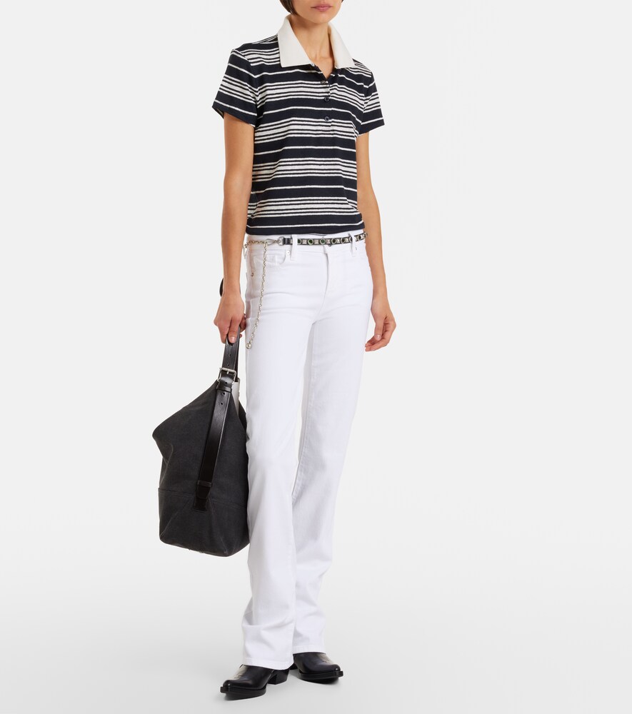  Frame Frame Striped Linen-blend Polo Shirt 