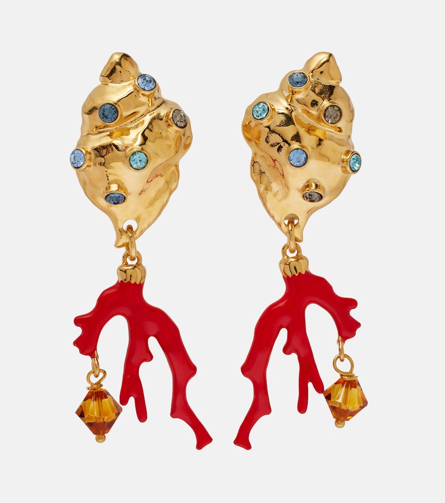 Oscar de la Renta Crystal-embellished clip-on earrings