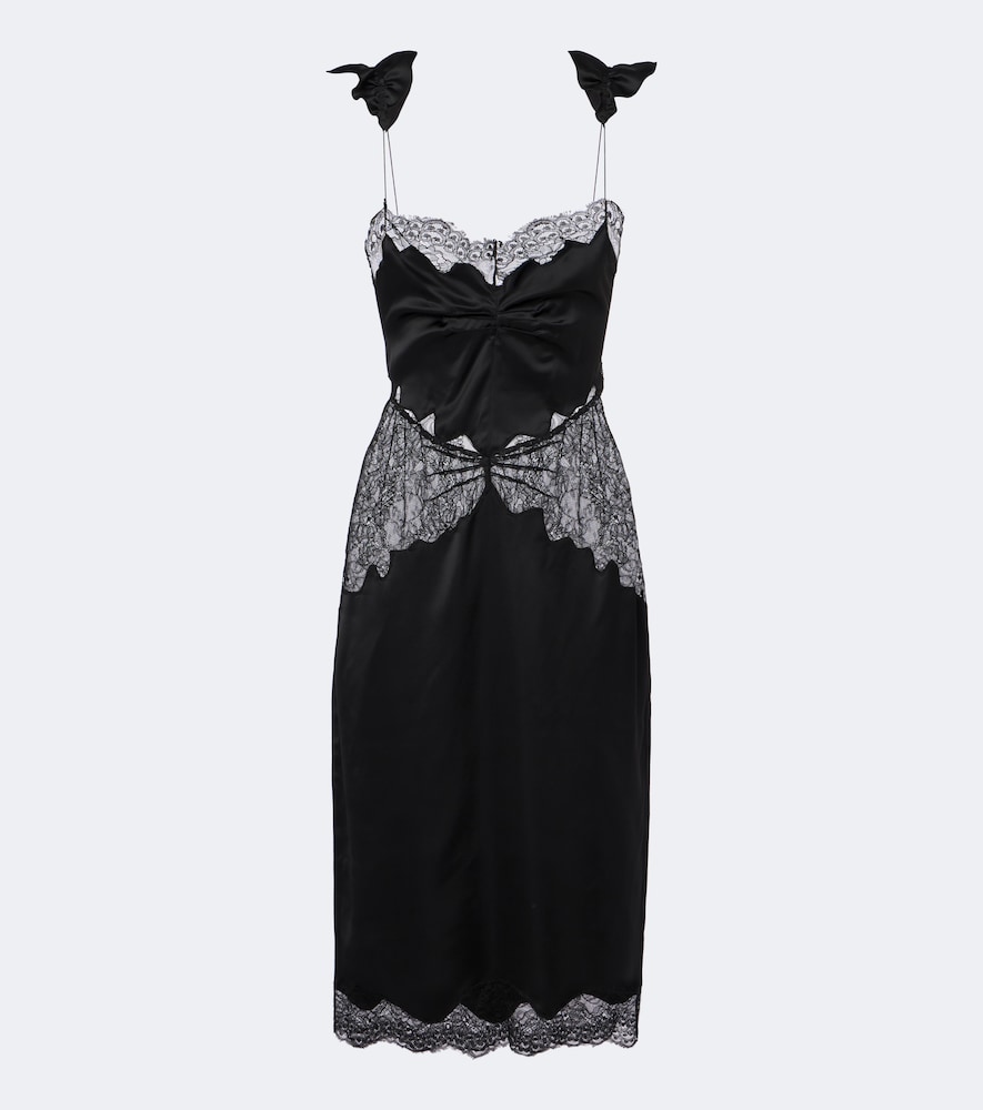 Abito midi in satin con pizzo