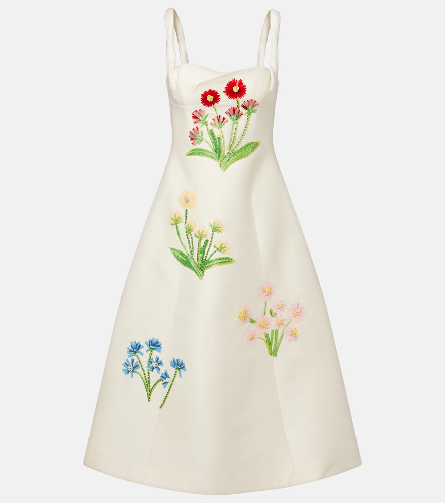 Leo Lin Beatrice Embellished Wool And Silk Midi Dress In White