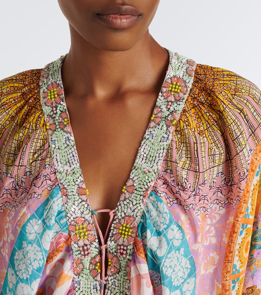 Embellished Lace-Up Blouse
