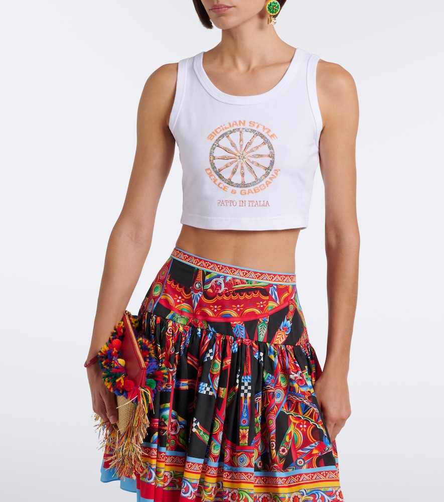 Dolce&Gabbana Carretto Cotton-Blend Jersey Crop Top