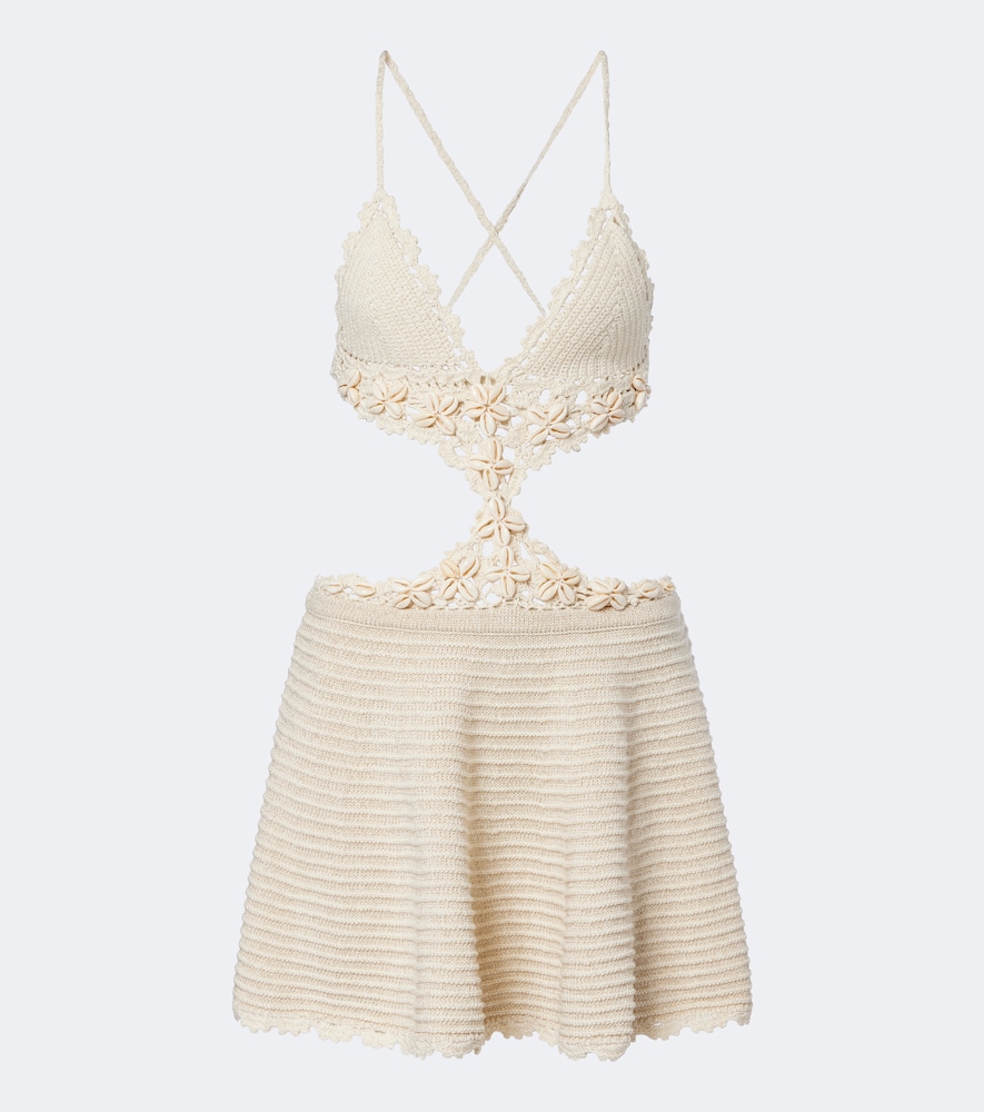 Retroféte Retrofête Aisola Cotton-blend Crochet Minidress In White