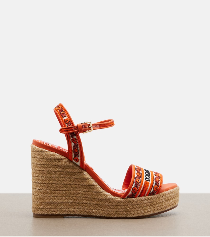  Dolce&gabbana Dolce&gabbana Floral Embroidered Espadrille Wedges 