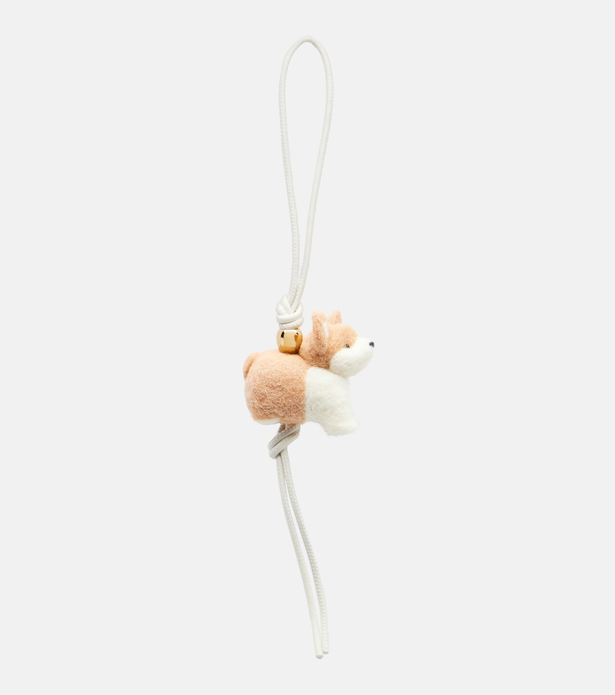 Charm per borsa Corgi in lana con pelle