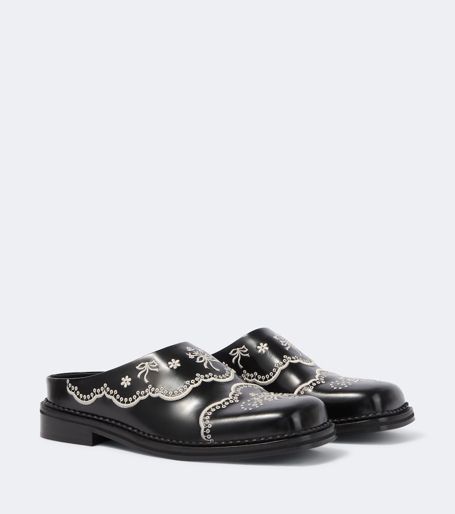 Simone Rocha Mules en cuir à broderies florales