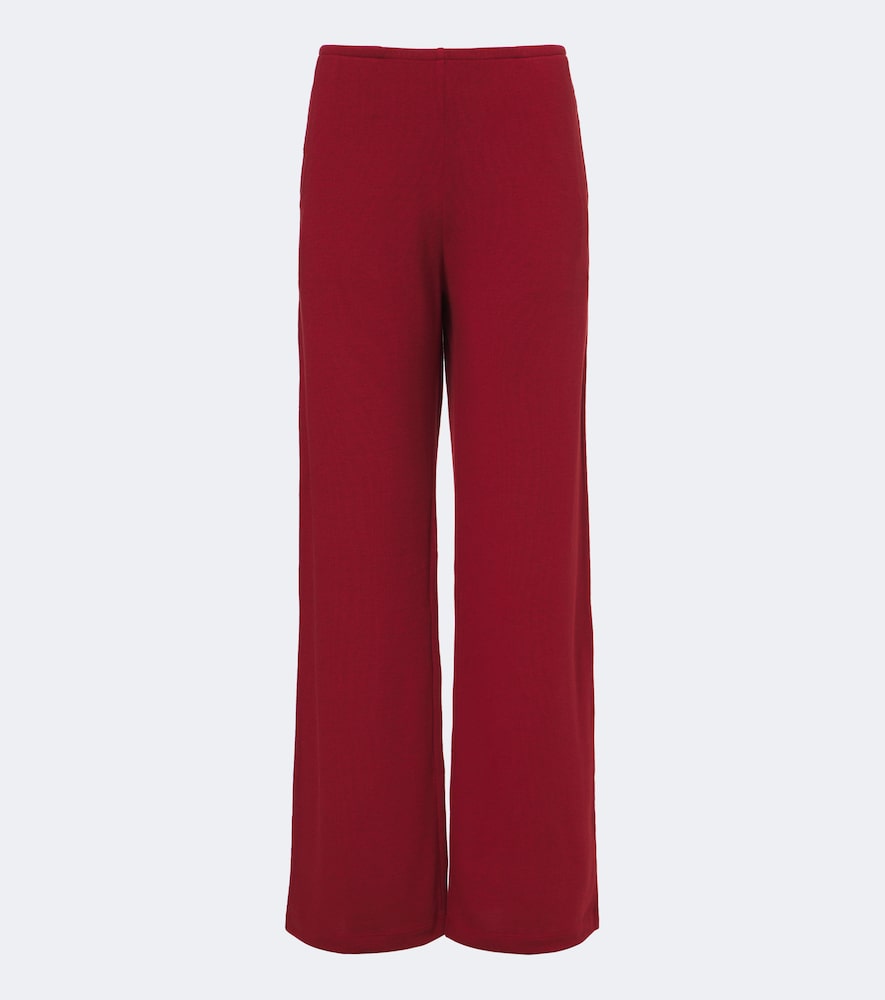 Leset Lauren Jersey Wide-leg Pants In Red