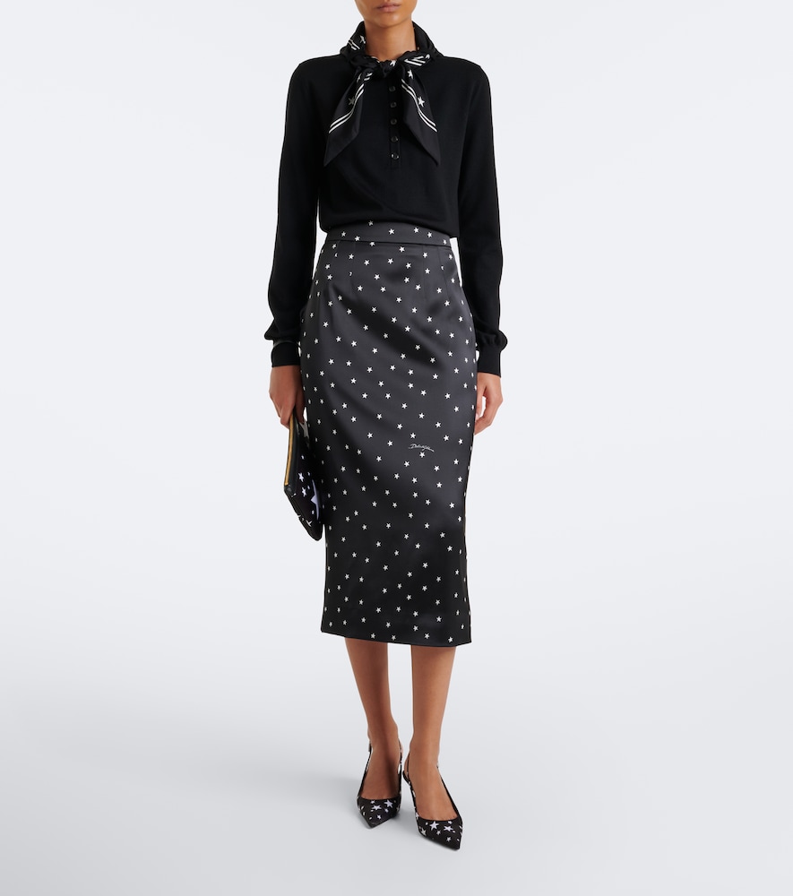 Dolce&Gabbana Printed Satin Pencil Skirt