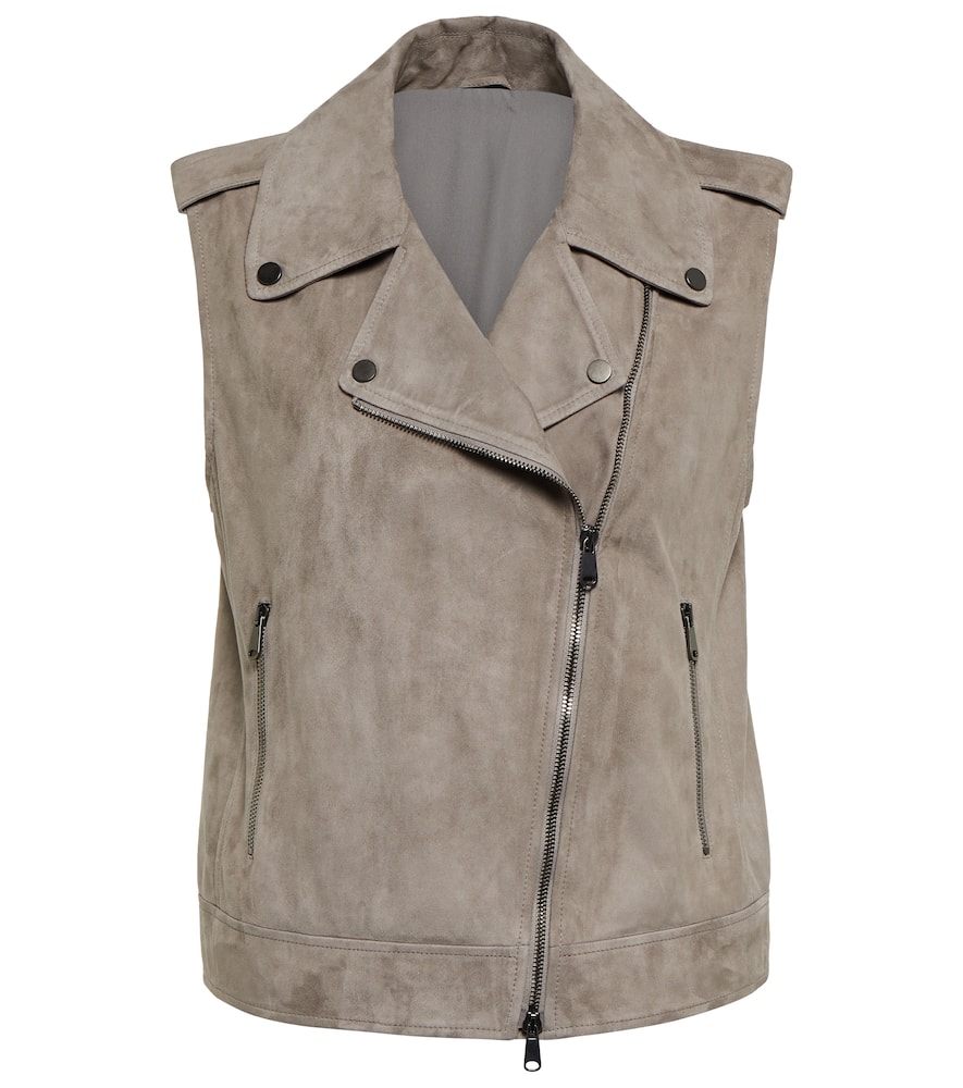 Brunello Cucinelli Suede biker vest