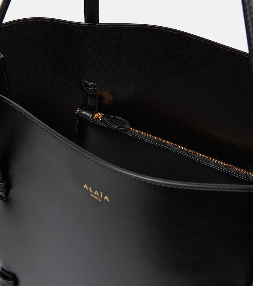 Shop Alaïa Mina 50 Large Leather Tote Bag In Black