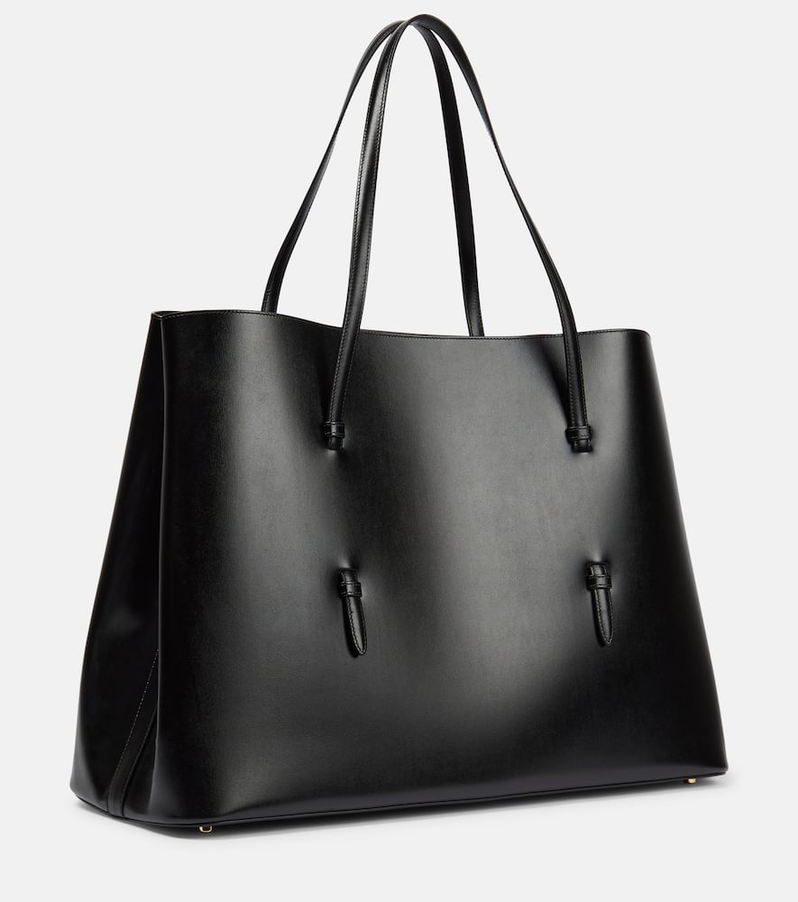 Shop Alaïa Mina 50 Large Leather Tote Bag In Black