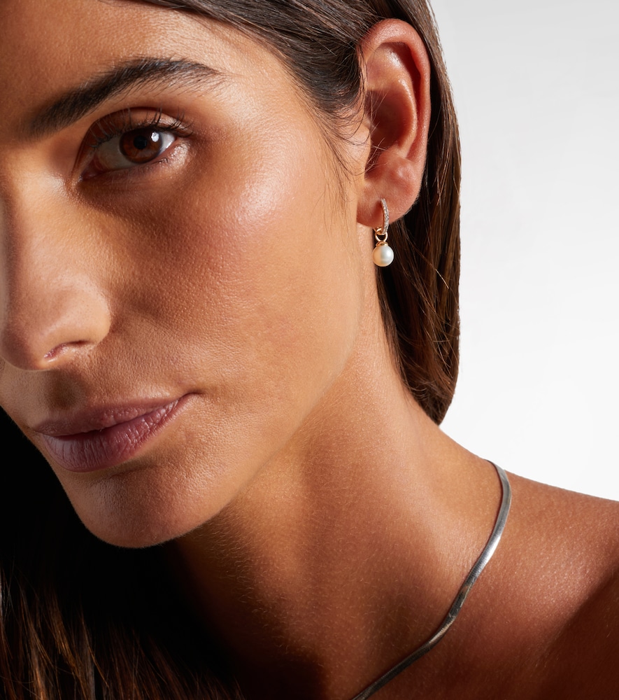 Mateo 14kt gold earrings with diamonds and detachable pearls