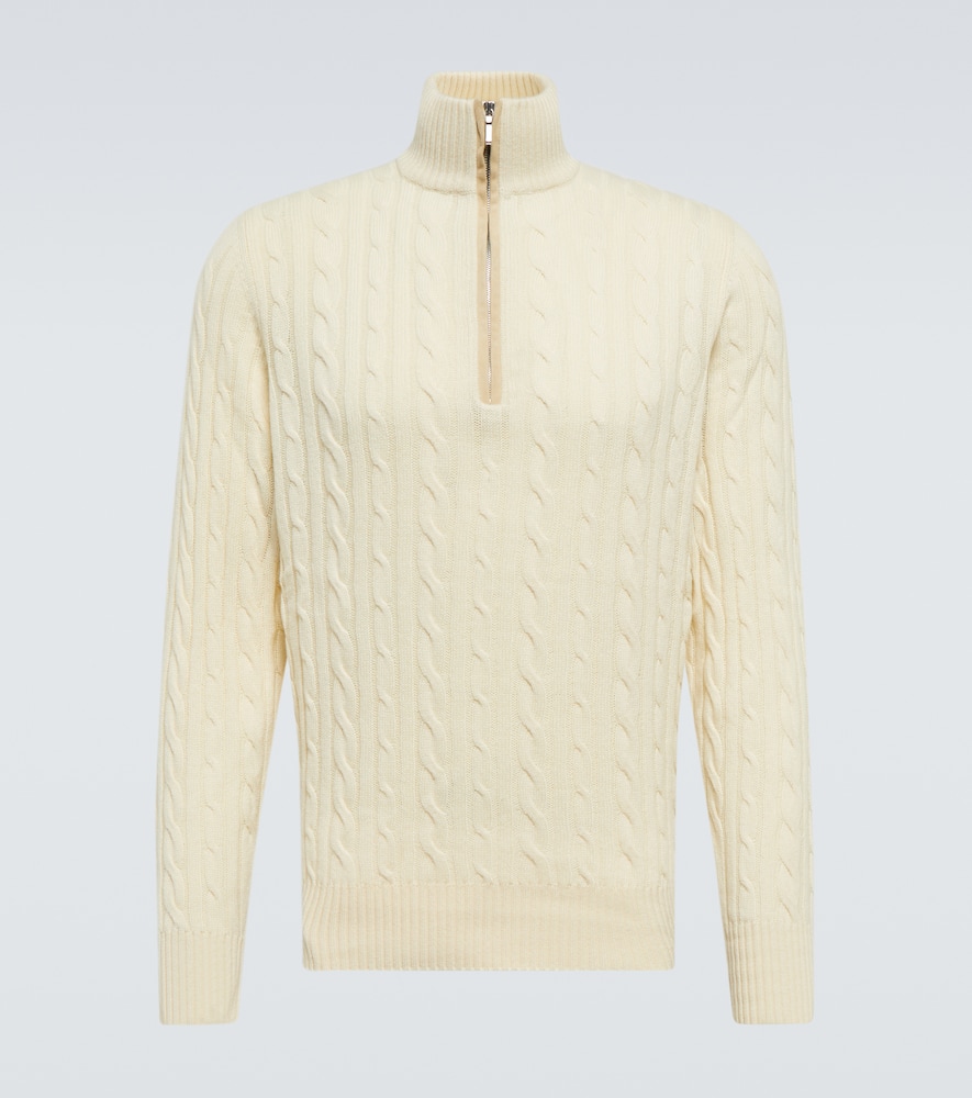 Loro Piana Treccia Half-zip Cashmere Sweater In Nougat