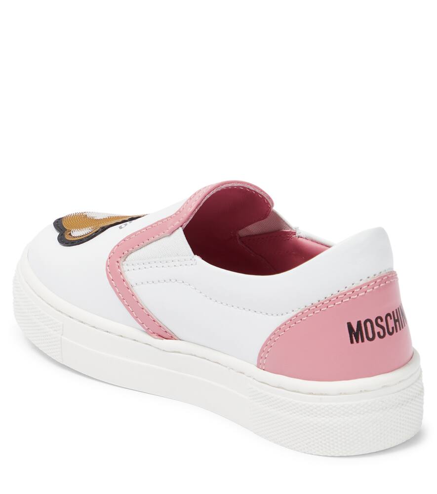 Shop Moschino Slip-on Leather Sneakers In Pink