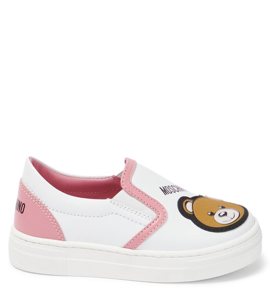 Shop Moschino Slip-on Leather Sneakers In Pink