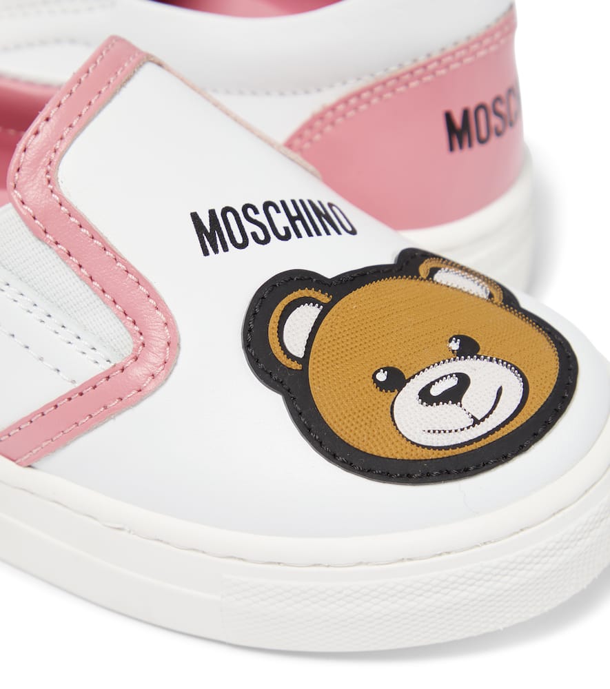 Shop Moschino Slip-on Leather Sneakers In Pink