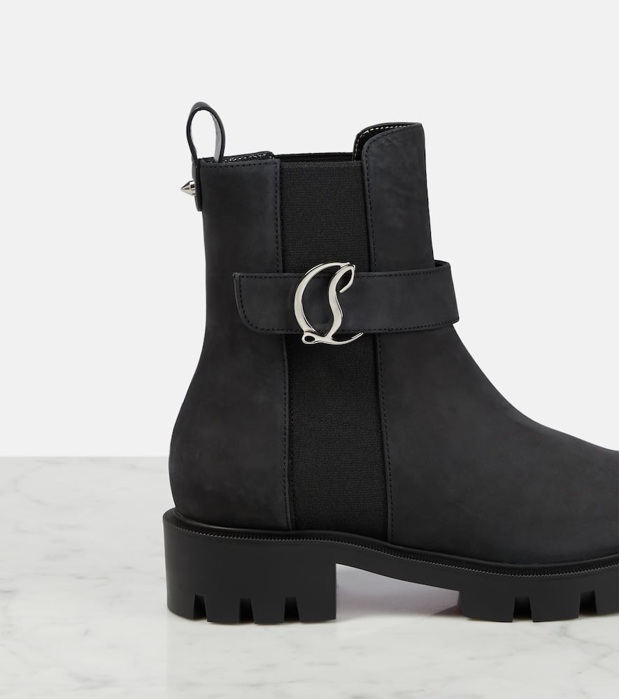 Shop Christian Louboutin Cl Chelsea Suede Ankle Boots In Black