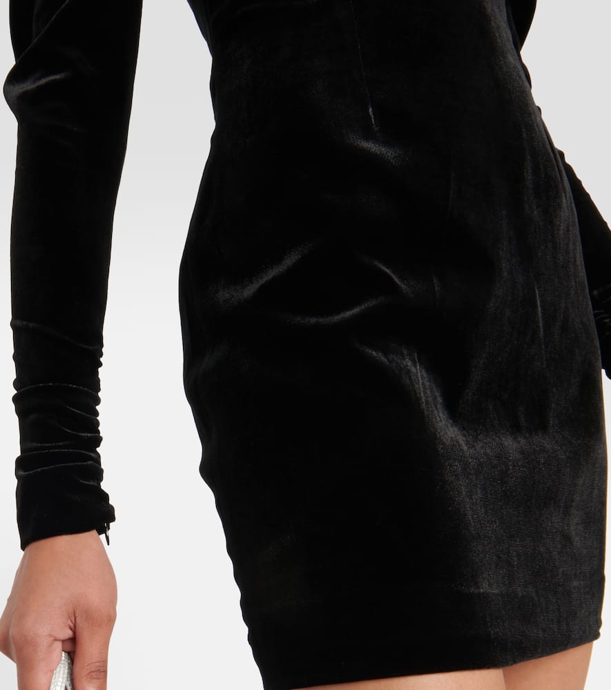 Alessandra Rich Velvet Dow Duchesse Dress With Padded Shoulders In Black
