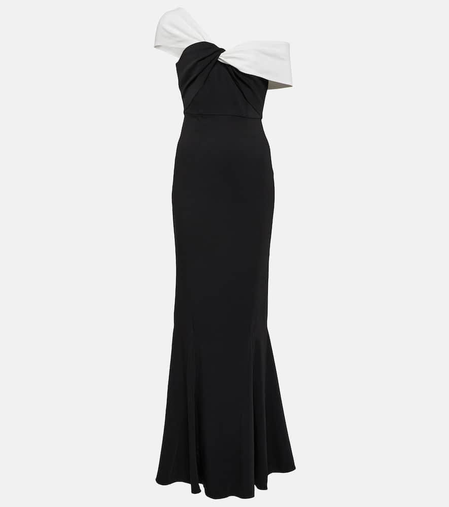 Roland Mouret Asymmetric Twisted Stretch Cady Gown In Black