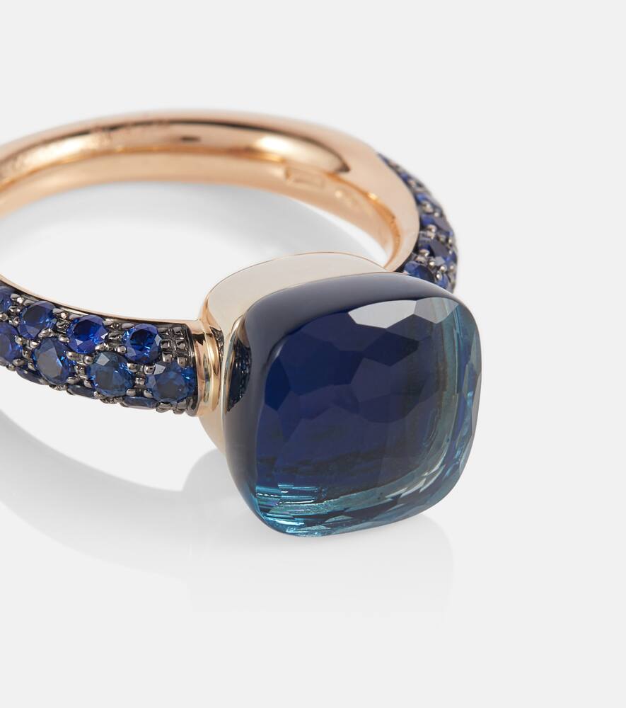 Pomellato Nudo 18kt Rose And White Gold Ring With London Blue Topaz In Blue