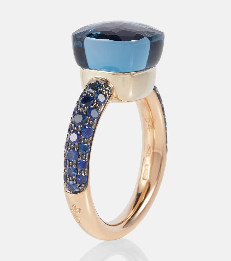 Pomellato Nudo 18kt Rose And White Gold Ring With London Blue Topaz In Blue