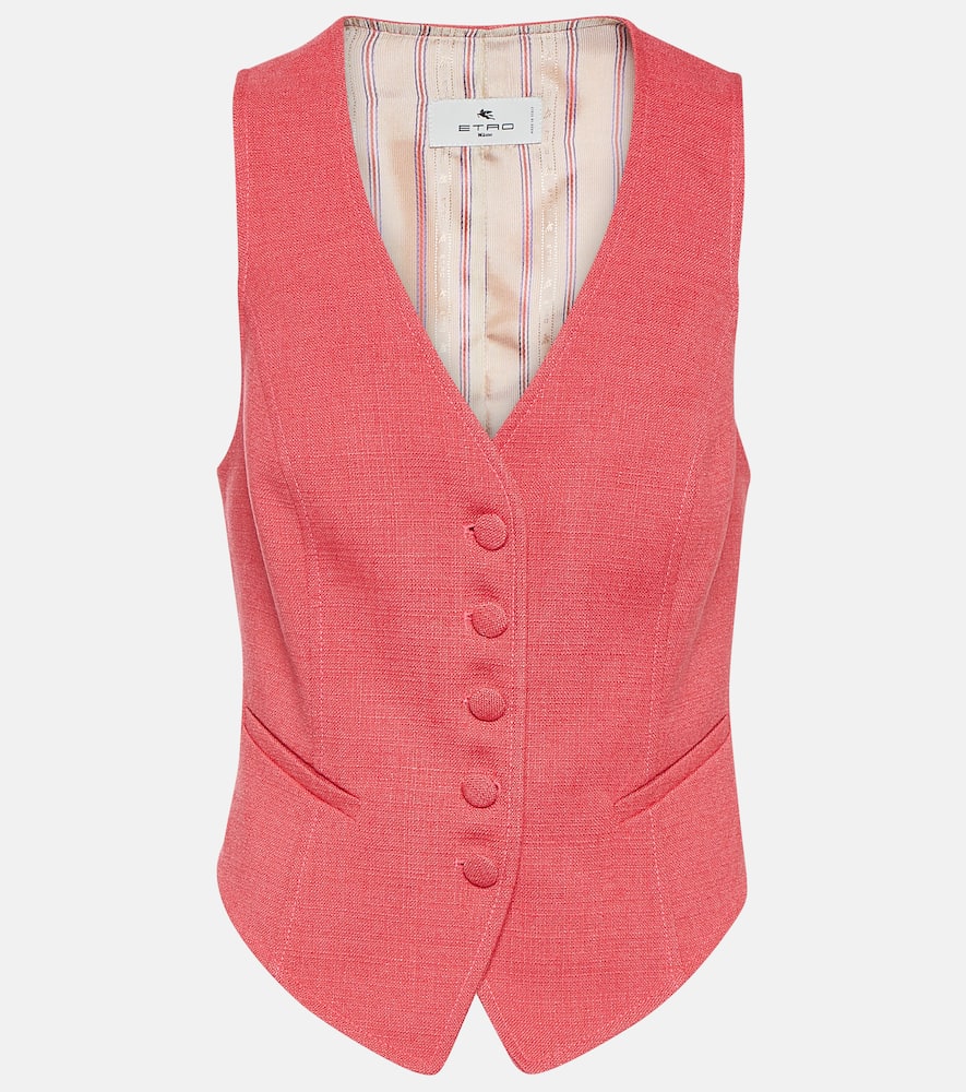 Etro Single-breasted Vest In Pink