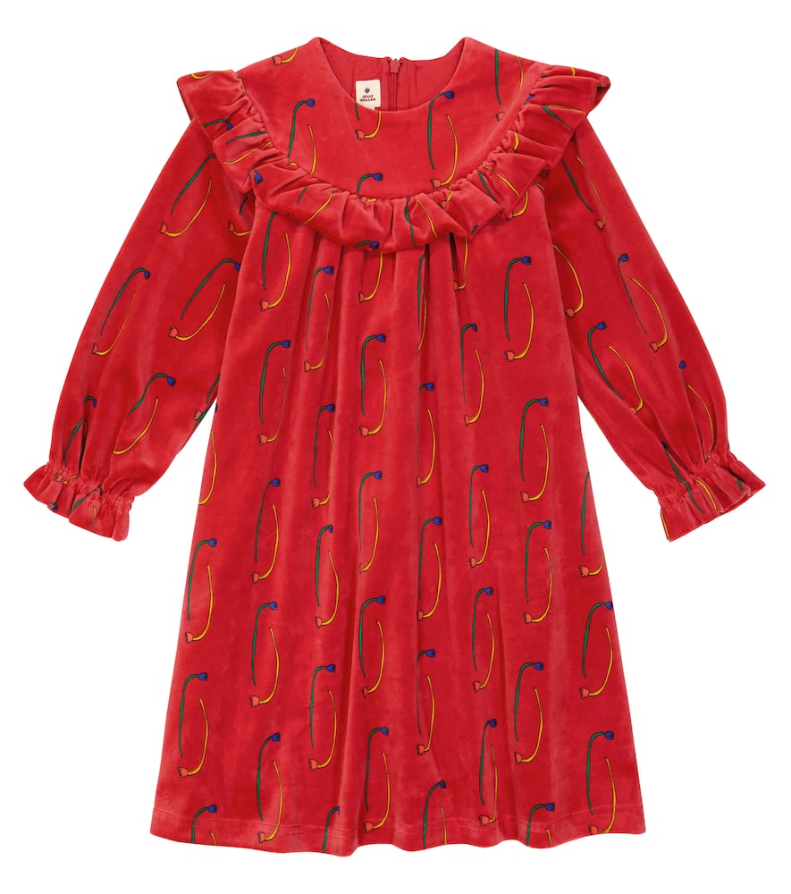 Jellymallow Kids' Printed Cotton-blend Dress In Red