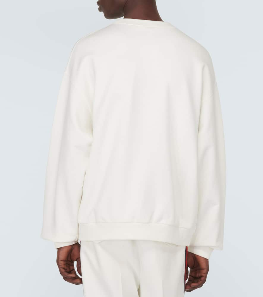 Shop Gucci Gg Embroidered Cotton Jersey Sweatshirt In White