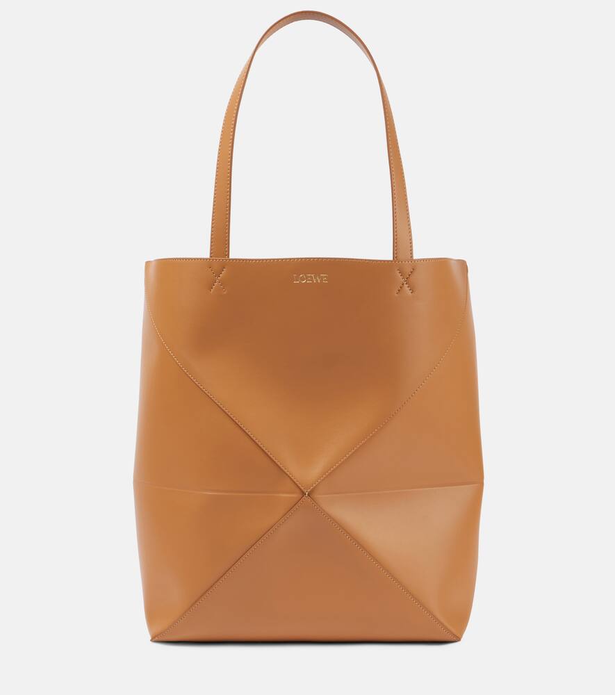 Shop Loewe Puzzle Fold Xl Leather Tote Bag In Brown