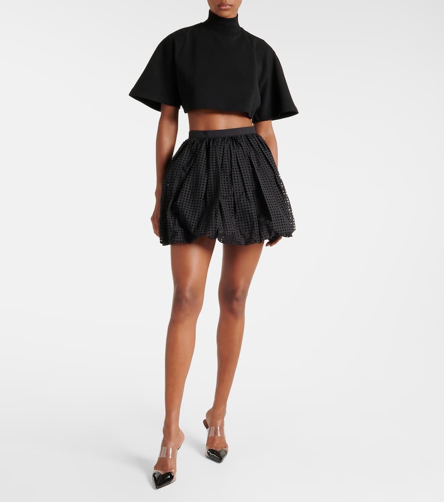 Alaïa Cropped Cotton-jersey Turtleneck T-shirt In Black