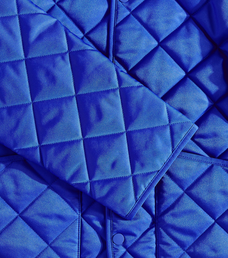 Burberry Kid's Indy Quilted Collared Jacket In Blue